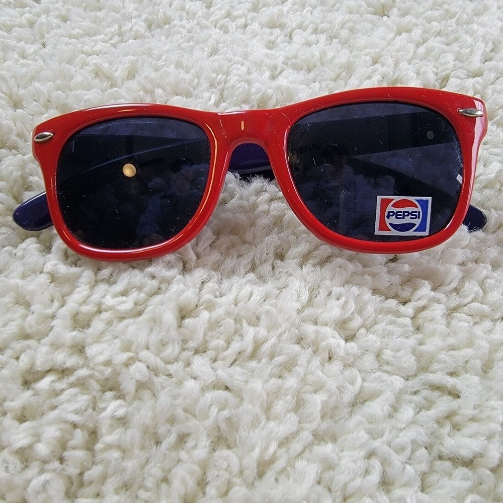 Vintage Pepsi Sunglasses Red Navy Blue Retro Wayfarer Style Promo